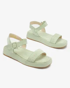 Svetlozelené dámske sandále s kamienkami Franssia - Obuv