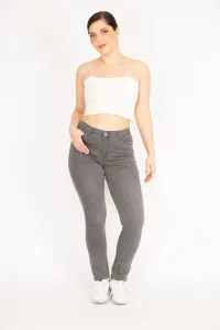 Şans Women's Gray Plus Size Lycra 5 Pocket Jeans