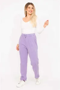 Şans Women's Plus Size Lilac 3-Thread Fabric, Cup Stitched Tracksuit Bottom