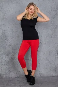 Şans Women's Plus Size Pomegranate Leggings with Side Stripes and Capri Pants