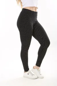 Şans Women's Plus Size Black Cotton Fabric Points Patterned Leggings