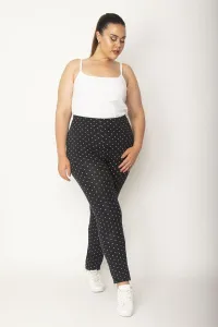 Şans Women's Plus Size Black Points Patterned Leggings Trousers #9059936