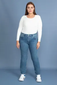 Şans Women's Plus Size Blue Wash Effect Jeans #9091599