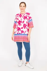 Şans Women's Fujia Plus Size Woven Viscose Fabric Water Patterned Tunic