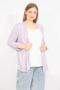 Şans Women's Lilac Plus Size Double Look One-piece Sleeve Detail Blouse