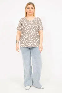 Şans Women's Mink Plus Size Cotton Fabric Front Button Button Blouse #9098386