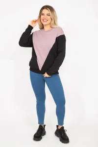 Şans Women's Large Size Black Detailed Sweatshirt