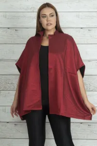Şans Women's Plus Size Claret Red Shimmer Detailed Cape #9265215