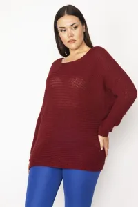 Şans Women's Plus Size Burgundy Thessaloniki Knit Knitwear Sweater