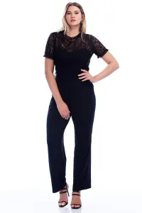 Şans Women's Plus Size Black Top Lace Jumpsuit