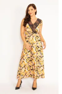 Şans Women's Plus Size Colored Wrap Neck Long Dress #9178654