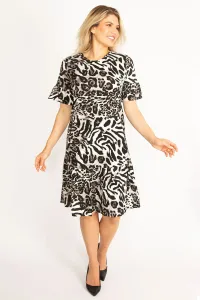 Şans Women's Plus Size Leopard Sleeves Layered Hem Dress #9125030