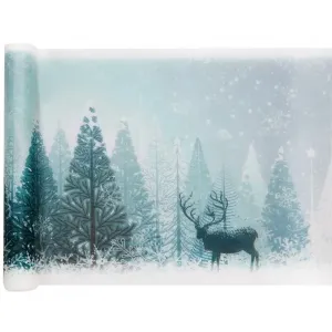 Šerpa stolová Zimný les Frozen blue 30 cm 5 m