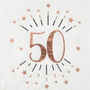 SERVÍTKY papierové 50. narodeniny Rose Gold 10ks