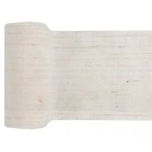 Šerpa stolová textilná biela so smotanovým pásikom 13 cm x 5 m