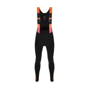 SANTINI Cyklistické nohavice dlhé s trakmi - COMMAND WINTER - oranžová/čierna