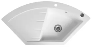 SAPHO SAPHO - Granitový zabudovateľný drez rohový s odkvapom 114x57,5cm, biela GR1931