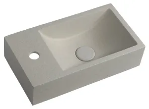 SAPHO - CREST L betónové umývadlo vrátane výpuste, 40x22cm, biely pieskovec AR410