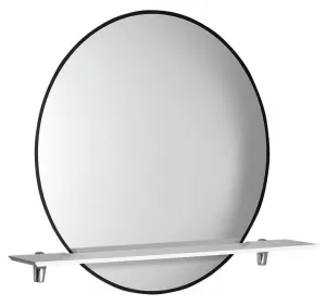 SAPHO - SHARON LED podsvietené zrkadlo Ø 80cm s policou, čierna mat 31255CI-01