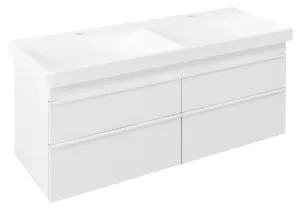 SAPHO - SITIA dvojumývadlová skrinka 116x50x44,2cm, 4x zásuvka, biela matná SI120-3131