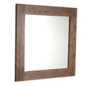 SAPHO - BRAND zrkadlo v drevenom ráme 800x800, morený smrek BA051S
