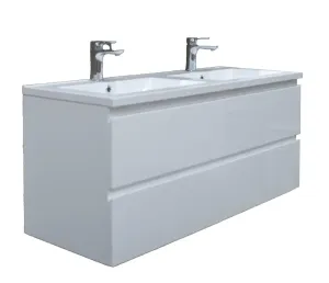 Kúpeľňová skrinka s umývadlom SAT B-Way biela lesk BWAY2120WU