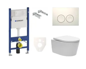 Cenovo zvýhodnený závesný WC set Geberit do ľahkých stien / predstenová montáž + WC SAT Brevis SIKOGES7W1S
