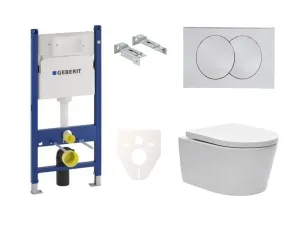 Cenovo zvýhodnený závesný WC set Geberit do ľahkých stien / predstenová montáž + WC SAT Brevis SIKOGES7W7S