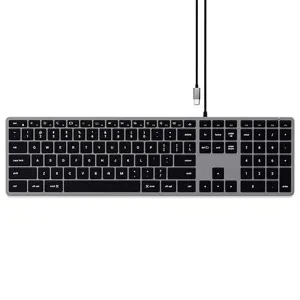 Satechi Slim W3 káblová podsvietená klávesnica pre Mac, sivá ST-UCSW3M