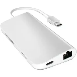 Satechi Aluminium Type-C Multi-Port Adaptér (HDMI 4K, 3× USB 3.0, MicroSD, Ethernet) – Silver