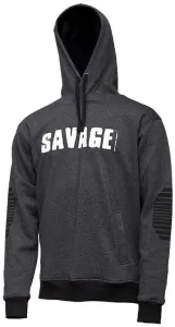Savage Gear Mikina Logo Hoodie Dark Grey Melange M