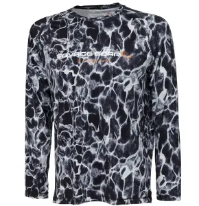 Savage Gear Tričko Night UV Long Sleeve T-Shirt Black Waterprint M