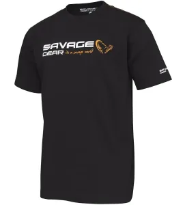 Savage gear tričko signature logo t shirt black ink - xxl