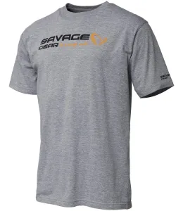 Savage Gear Tričko Signature Logo T-Shirt Grey Melange Grey Melange S