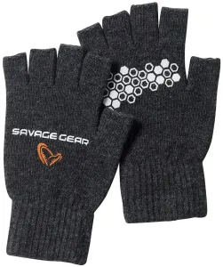 Savage Gear rukavice Knitted Half Finger Glove Dark Grey Melange vel.XL