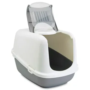 Savic toaleta pre mačky Nestor Jumbo - Výhodná sada: Toaleta Nestor Jumbo svetlo šedá / biela + 2 ks náhradný uhlíkový filter + 6 ks Bag it Up