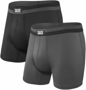 SAXX Sport Mesh 2-Pack Boxer Brief Black/Graphite S Fitness bielizeň