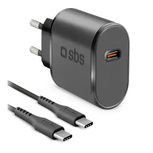 SBS Cestovná nabíjacia sada USB-C 15 W, kábel USB-CUSB-C, 1 m, čierna TEKITTRTC15W