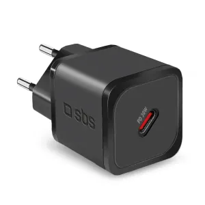 SBS Cestovný adaptér Mini USB-C, GaN, 30 W, PD, čierna TETRGAN1C30W