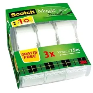 Scotch Magic 19 mm × 7,5 m, popisovateľná, s jednorazovým odvíjačom – balenie 3 ks