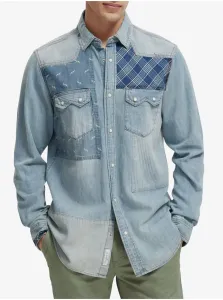 Svetlomodrá pánska džínsová vzorovaná košeľa Scotch & Soda #6851000