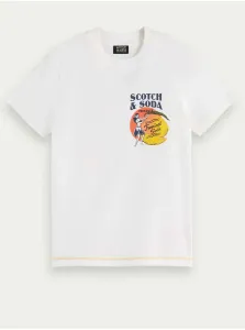 Biele chlapčenské tričko s potlačou Scotch & Soda