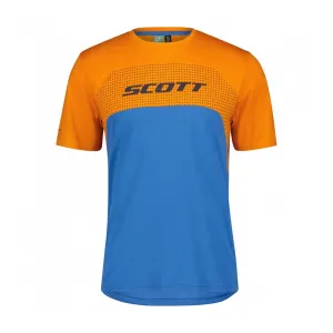 SCOTT Cyklistický dres s krátkym rukávom - TRAIL FLOW DRI SS - modrá/oranžová