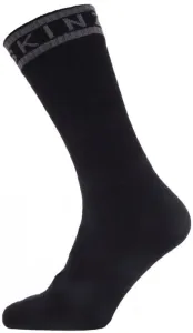 Sealskinz Waterproof Warm Weather Mid Length Sock With Hydrostop Black/Grey L Cyklo ponožky