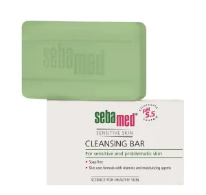 SebaMed Sensitive Skin Cleansing Bar 100 g čistiace mydlo na normálnu pleť; na mastnú pleť; na citlivú a podráždenú pleť; na problematickú pleť s akné