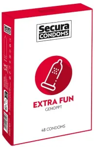 Secura Extra Fun - vrúbkované kondómy (48 ks) + darček Primeros kondómy