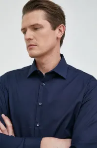 Bavlnená košeľa Seidensticker Shaped pánska, tmavomodrá farba, slim, s klasickým golierom, 01.021000 #9406201