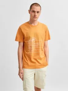 Oranžové tričko s potlačou Selected Homme Collin #1047647