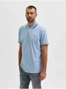 Light Blue Polo T-Shirt Selected Homme Haze - Men #657204