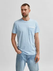 Light Blue T-Shirt with Pocket Selected Homme Robert - Men #1047657